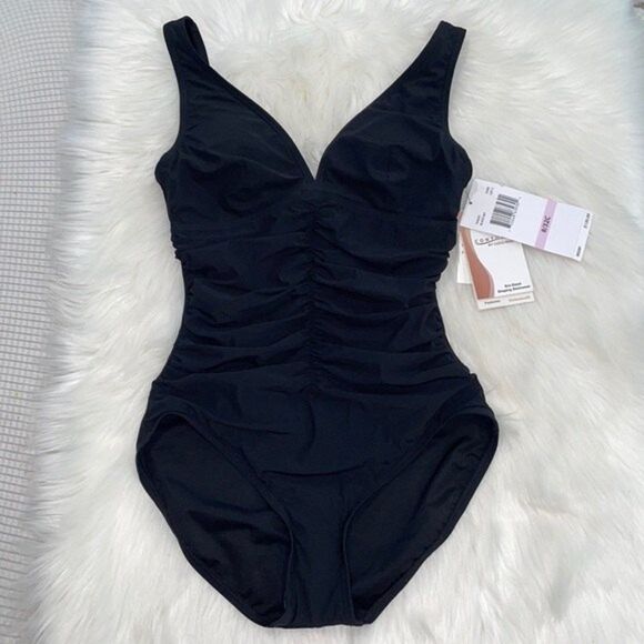 Contours Keepsake Solitaire V-Neck One Piece Swimsuit Sz 8/ 32C - Picture 7 of 16